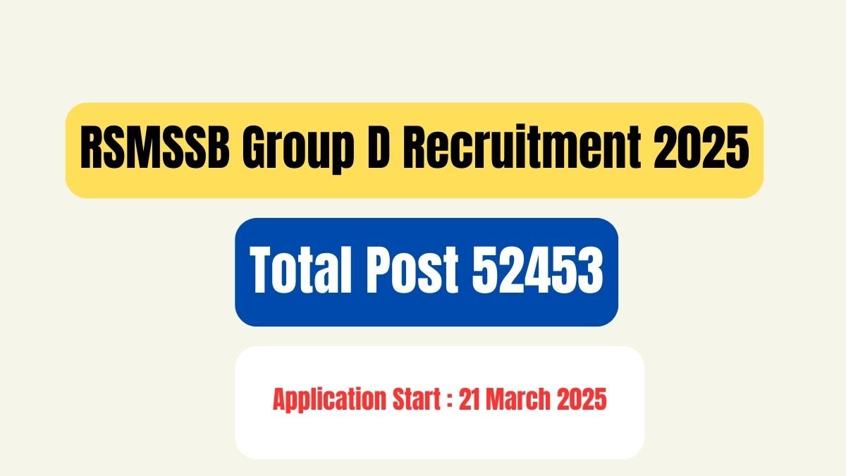 RSMSSB Group D Recruitment 2025