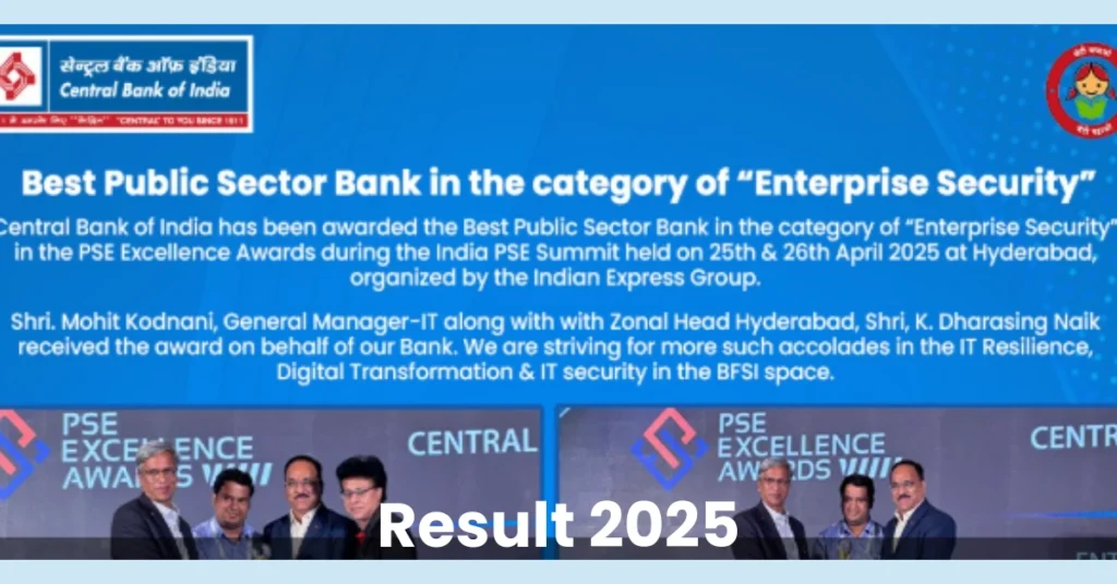 Central Bank of India Credit Officer Final Result 2025