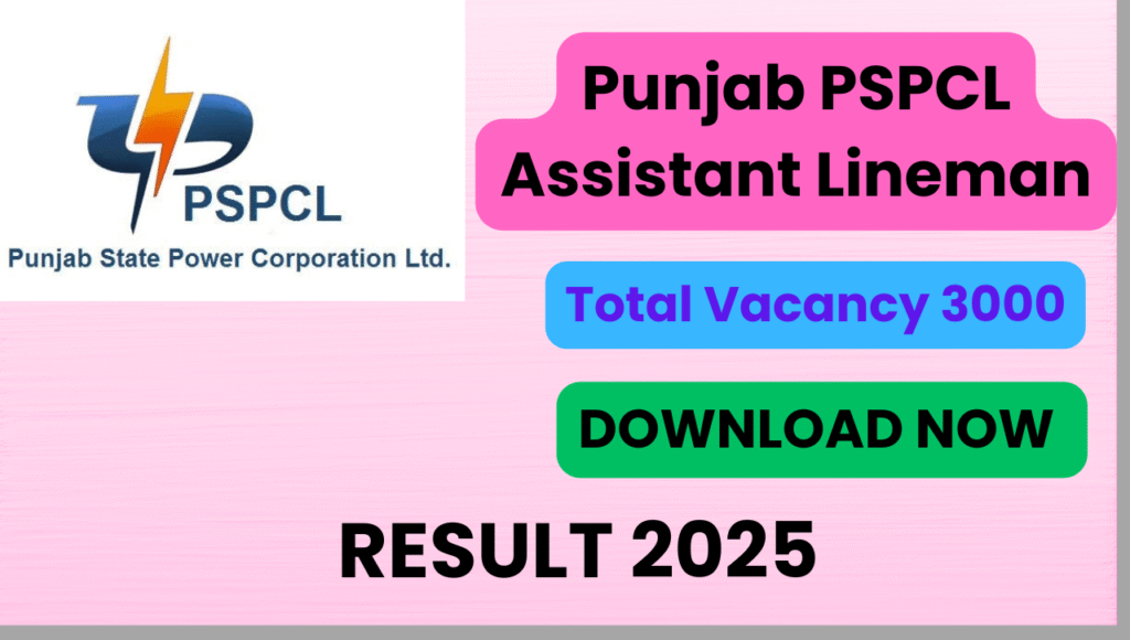 Punjab PSPCL Assistant Lineman Result 2025