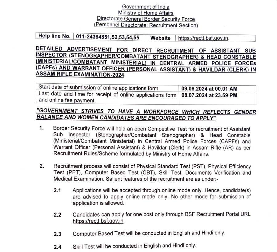 BSF Head Constable Result 2025 official notification 