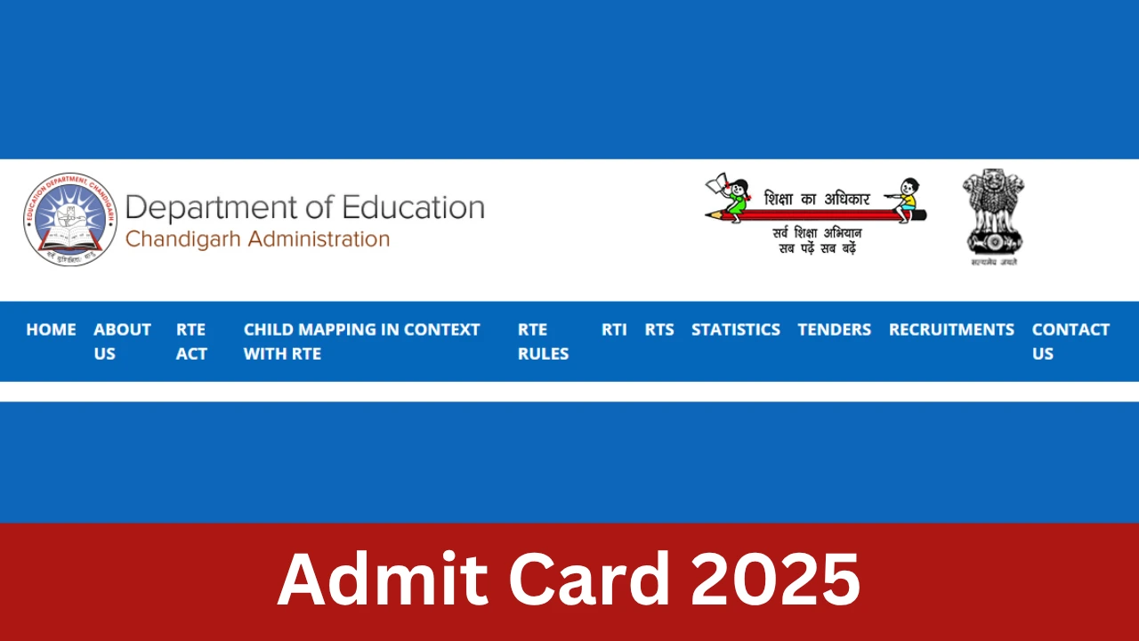 Chandigarh JBT Teacher Admit Card 2025