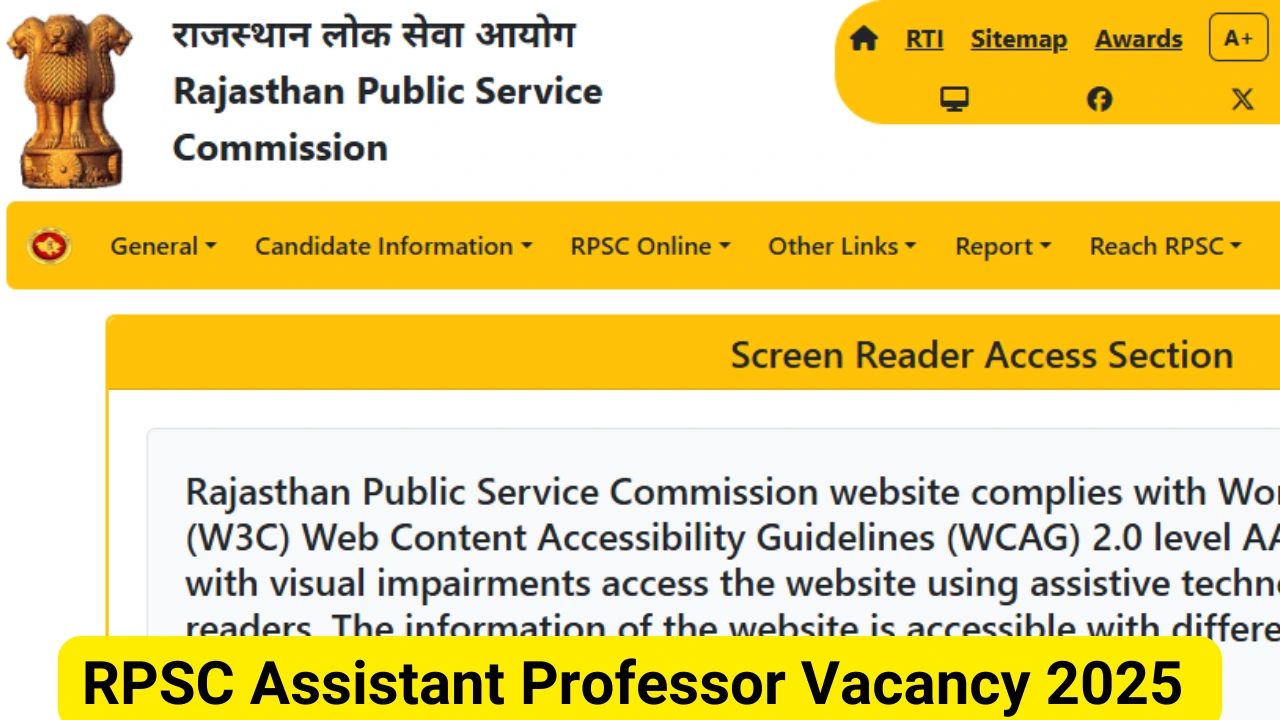RPSC Assistant Professor Vacancy 2025
