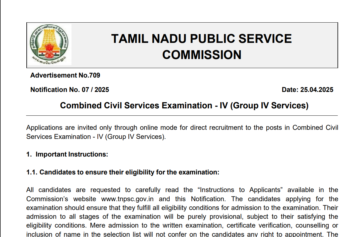 TNPSC Group 4 Result 2025 Date official notification details 